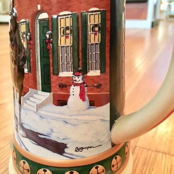Budweiser VTG 1993 Hometown Holiday Christmas Beer Stein Mug Clydesdales Horses - Picture 4 of 7